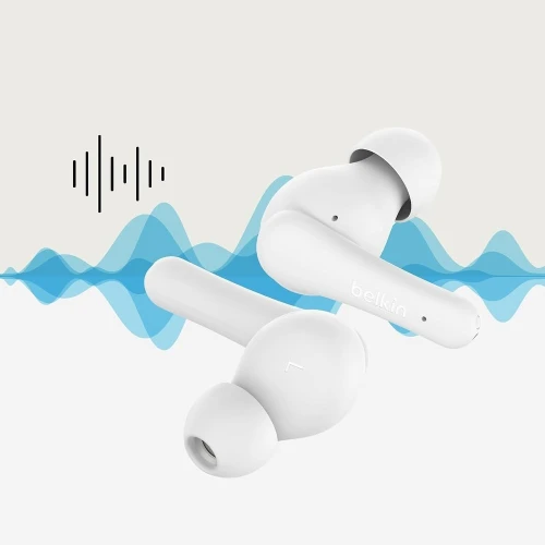 Słuchawki douszne bezprzewodowe z mikrofonem Belkin SoundForm Rhythm, białe (9/14)