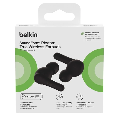Słuchawki douszne bezprzewodowe z mikrofonem Belkin SoundForm Rhythm, czarne (14/14)