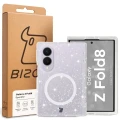 Etui brokatowe z pierścieniem magnetycznym Bizon Case SparklO do Galaxy Z Fold8, przezroczyste z brokatem (6/6)