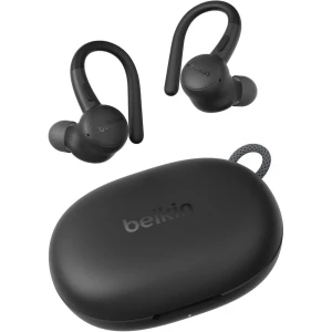 Słuchawki douszne bezprzewodowe z mikrofonem Belkin SoundForm ActiveFit IP54 z zaczepami, czarne