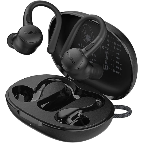 Słuchawki douszne bezprzewodowe z mikrofonem Belkin SoundForm ActiveFit IP54 z zaczepami, czarne (2/13)