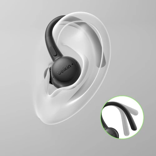 Słuchawki douszne bezprzewodowe z mikrofonem Belkin SoundForm ActiveFit IP54 z zaczepami, czarne (5/13)