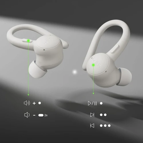 Słuchawki douszne bezprzewodowe z mikrofonem Belkin SoundForm ActiveFit IP54 z zaczepami, beżowy (7/13)