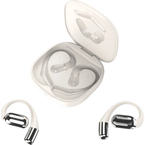 Bezprzewodowe słuchawki dokanałowe, otwarte 4smarts SkyBuds, Bluetooth 5.4, ekran LCD, tłumacz AI, beżowe (9/12)