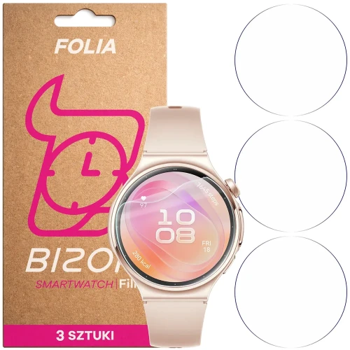Folia ochronna na ekran zegarka Bizon Watch Film HydroFlex do Huawei Watch 6 42 mm, 3 sztuki (1/5)