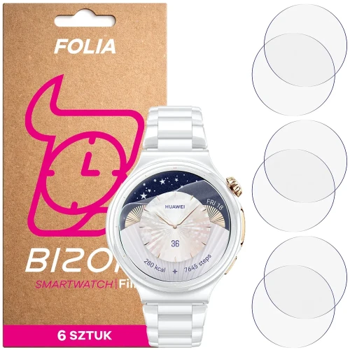Folia ochronna na ekran zegarka Bizon Watch Film HydroFlex do Huawei Watch 6 Pro 43 mm, 6 sztuk (1/5)