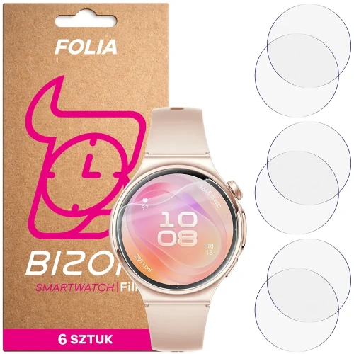 Folia ochronna na ekran zegarka Bizon Watch Film HydroFlex do Huawei Watch 6 42 mm, 6 sztuk (1/5)