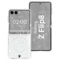Etui brokatowe z pierścieniem magnetycznym Bizon Case SparklO do Galaxy Z Flip8, przezroczyste z brokatem (1/6)