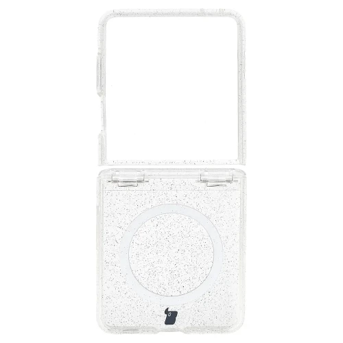 Etui brokatowe z pierścieniem magnetycznym Bizon Case SparklO do Galaxy Z Flip8, przezroczyste z brokatem (2/6)