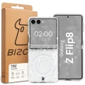 Etui brokatowe z pierścieniem magnetycznym Bizon Case SparklO do Galaxy Z Flip8, przezroczyste z brokatem (6/6)