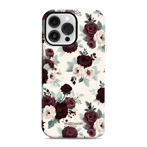 Etui ochronne do iPhone 13 Pro Max, Mobiwear Elite Pro MagSafe, róże z szałwią na kremie