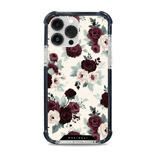 Etui ochronne do iPhone 13 Pro Max do MagSafe, Mobiwear Elite Bumper, róże z szałwią na kremie