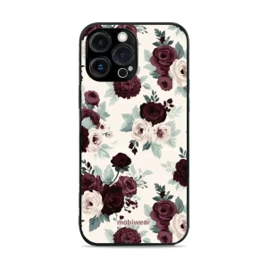 Etui ochronne do iPhone 13 Pro Max, Mobiwear Glossy Case, róże z szałwią na kremie