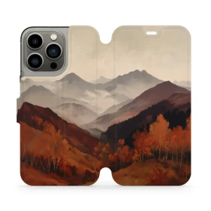 Etui z klapką do iPhone 13 Pro, Mobiwear Book, mglista dolina w górach
