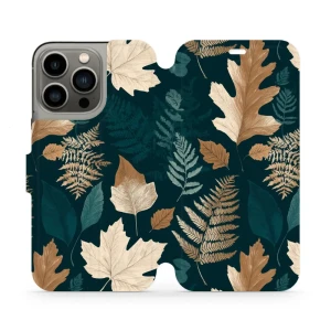 Etui z klapką do iPhone 13 Pro, Mobiwear Book, zielnik z liści i paproci