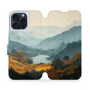 Etui z klapką do iPhone 15 Pro Max, Mobiwear Book, jezioro w dolinie