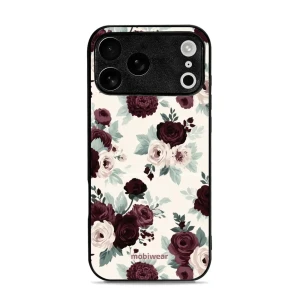 Etui ochronne do iPhone 18 Pro Max, Mobiwear Glossy Case, róże z szałwią na kremie