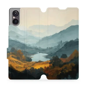 Etui z klapką do Sony Xperia 5 V, Mobiwear Book, jezioro w dolinie