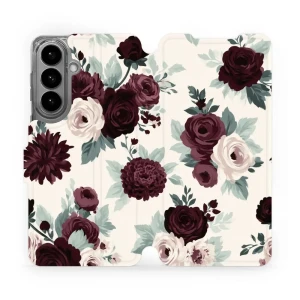 Etui z klapką do Galaxy S26 Plus, Mobiwear Book, róże z szałwią na kremie