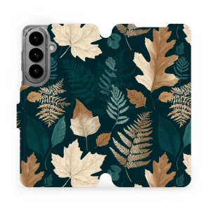 Etui z klapką do Galaxy S26 Plus, Mobiwear Book, zielnik z liści i paproci