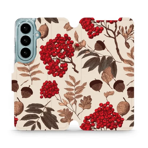 Etui z klapką do Galaxy S26, Mobiwear Book, jarzębina na ecru