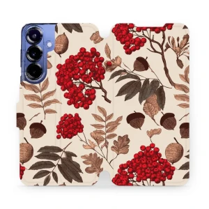 Etui z klapką do Galaxy S25 Plus, Mobiwear Book, jarzębina na ecru