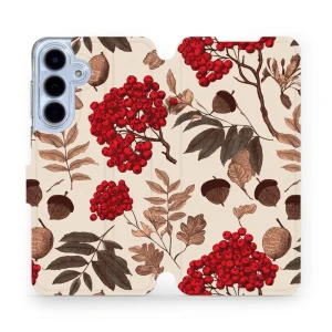 Etui z klapką do Galaxy S25 FE, Mobiwear Book, jarzębina na ecru