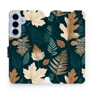 Etui z klapką do Galaxy S25 FE, Mobiwear Book, zielnik z liści i paproci