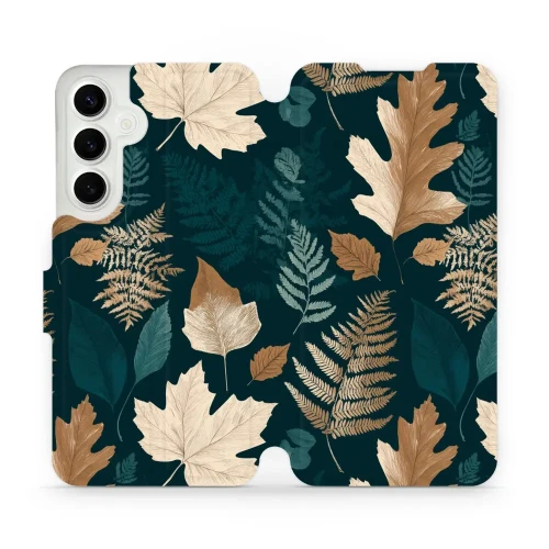 Etui z klapką do Galaxy S24 Plus, Mobiwear Book, zielnik z liści i paproci