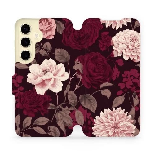 Etui z klapką do Galaxy S24, Mobiwear Book, wino i dalie