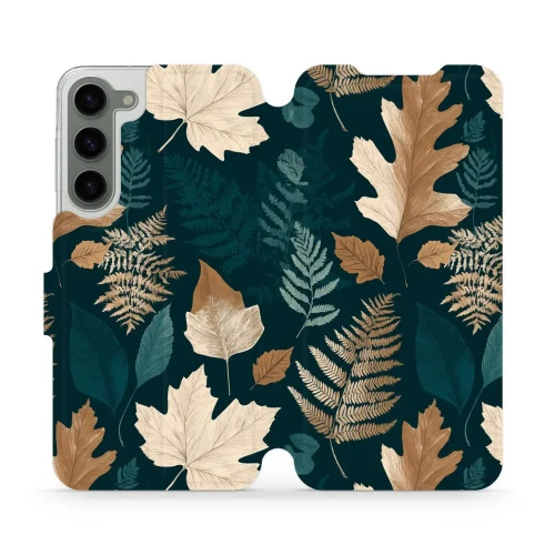 Etui z klapką do Galaxy S23 Plus, Mobiwear Book, zielnik z liści i paproci