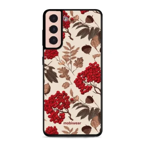 Etui ochronne do Galaxy S21 5G, Mobiwear Glossy Case, jarzębina na ecru