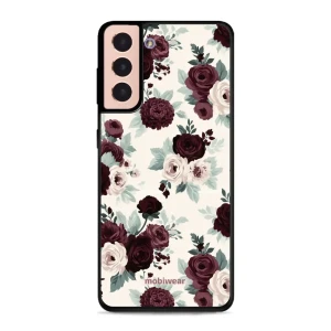 Etui ochronne do Galaxy S21 5G, Mobiwear Glossy Case, róże z szałwią na kremie
