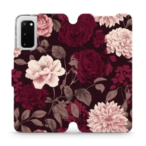 Etui z klapką do Galaxy S20, Mobiwear Book, wino i dalie