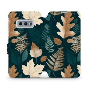 Etui z klapką do Galaxy S10e, Mobiwear Book, zielnik z liści i paproci