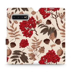 Etui z klapką do Galaxy S10 Plus, Mobiwear Book, jarzębina na ecru