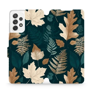Etui z klapką do Galaxy A72, Mobiwear Book, zielnik z liści i paproci