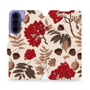 Etui z klapką do Galaxy A57 5G, Mobiwear Book, jarzębina na ecru