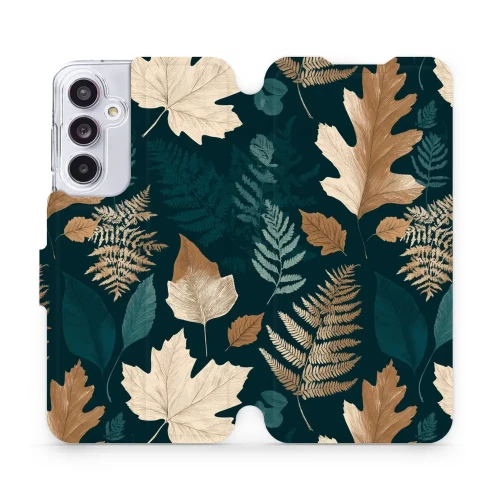 Etui z klapką do Galaxy A55 5G, Mobiwear Book, zielnik z liści i paproci