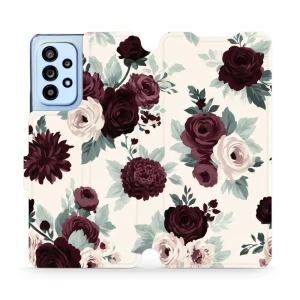 Etui z klapką do Galaxy A53 5G, Mobiwear Book, róże z szałwią na kremie