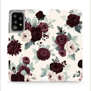 Etui z klapką do Galaxy A52s 5G, Mobiwear Book, róże z szałwią na kremie