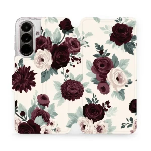 Etui z klapką do Galaxy A37 5G, Mobiwear Book, róże z szałwią na kremie