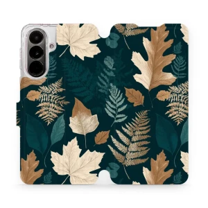 Etui z klapką do Galaxy A37 5G, Mobiwear Book, zielnik z liści i paproci