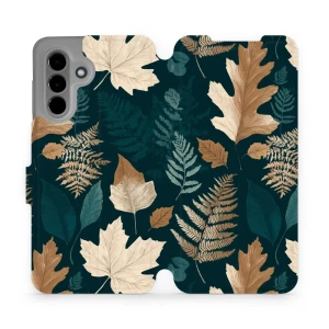 Etui z klapką do Galaxy A36 5G, Mobiwear Book, zielnik z liści i paproci