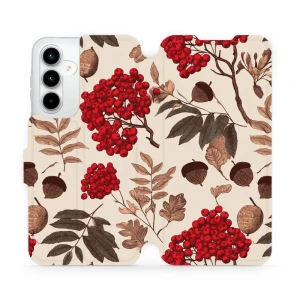 Etui z klapką do Galaxy A35 5G, Mobiwear Book, jarzębina na ecru