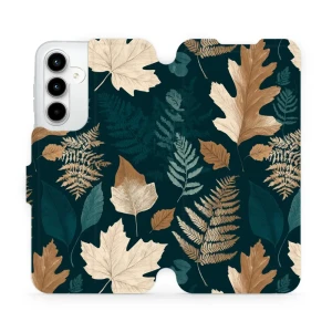Etui z klapką do Galaxy A35 5G, Mobiwear Book, zielnik z liści i paproci