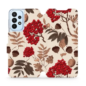 Etui z klapką do Galaxy A23 5G / 4G, Mobiwear Book, jarzębina na ecru
