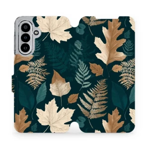 Etui z klapką do Galaxy A17 5G, Mobiwear Book, zielnik z liści i paproci
