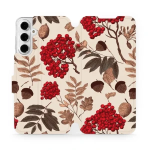 Etui z klapką do Galaxy A16 5G, Mobiwear Book, jarzębina na ecru