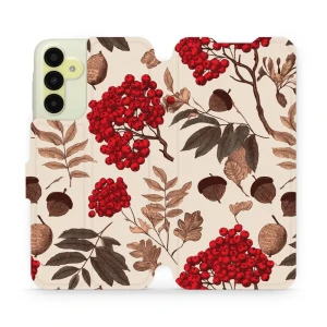 Etui z klapką do Galaxy A15 5G, Mobiwear Book, jarzębina na ecru